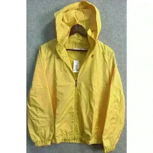 VTG NWT 90s Windham Harbour Hooded Waterproof Rain Jacket Coat Yellow Size M